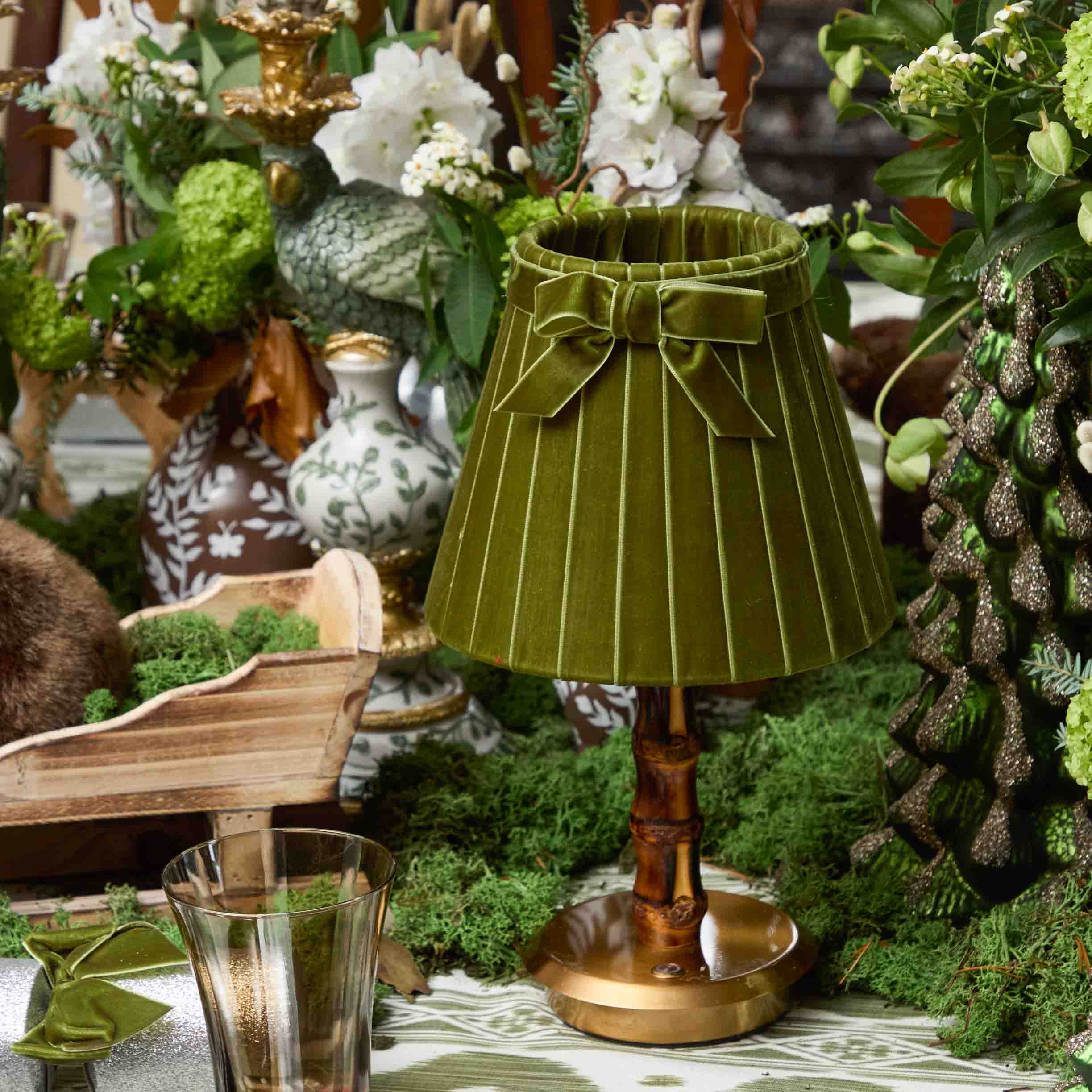 Short Burnt Bamboo Rechargeable Lamp