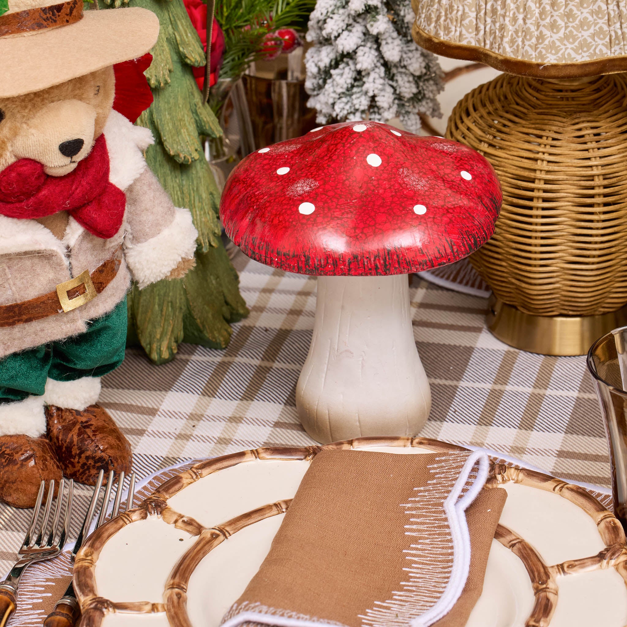 Red Ceramic Mushroom (Pair)