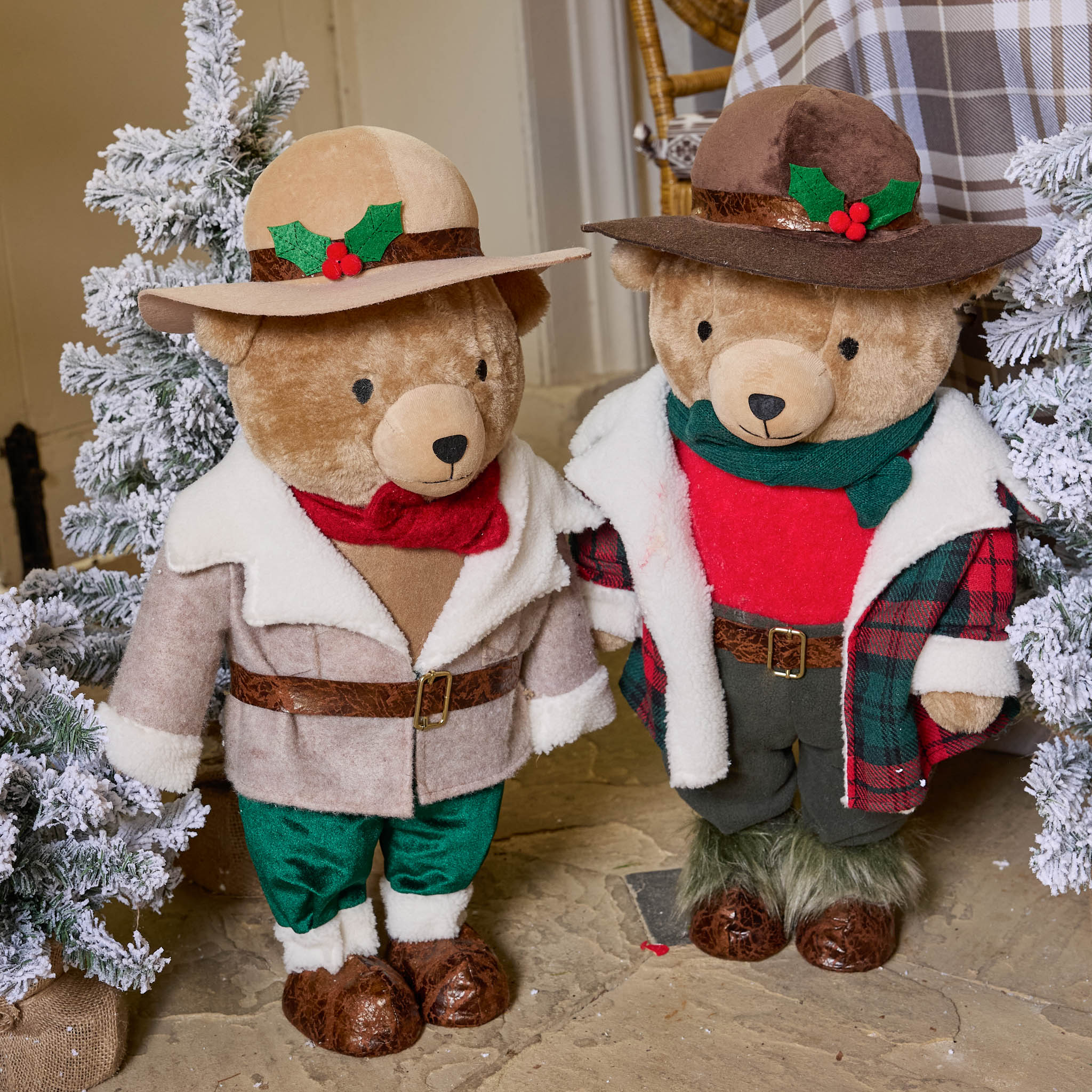 Large Mr. & Mrs. Plaid Teddy Bear (Pair)