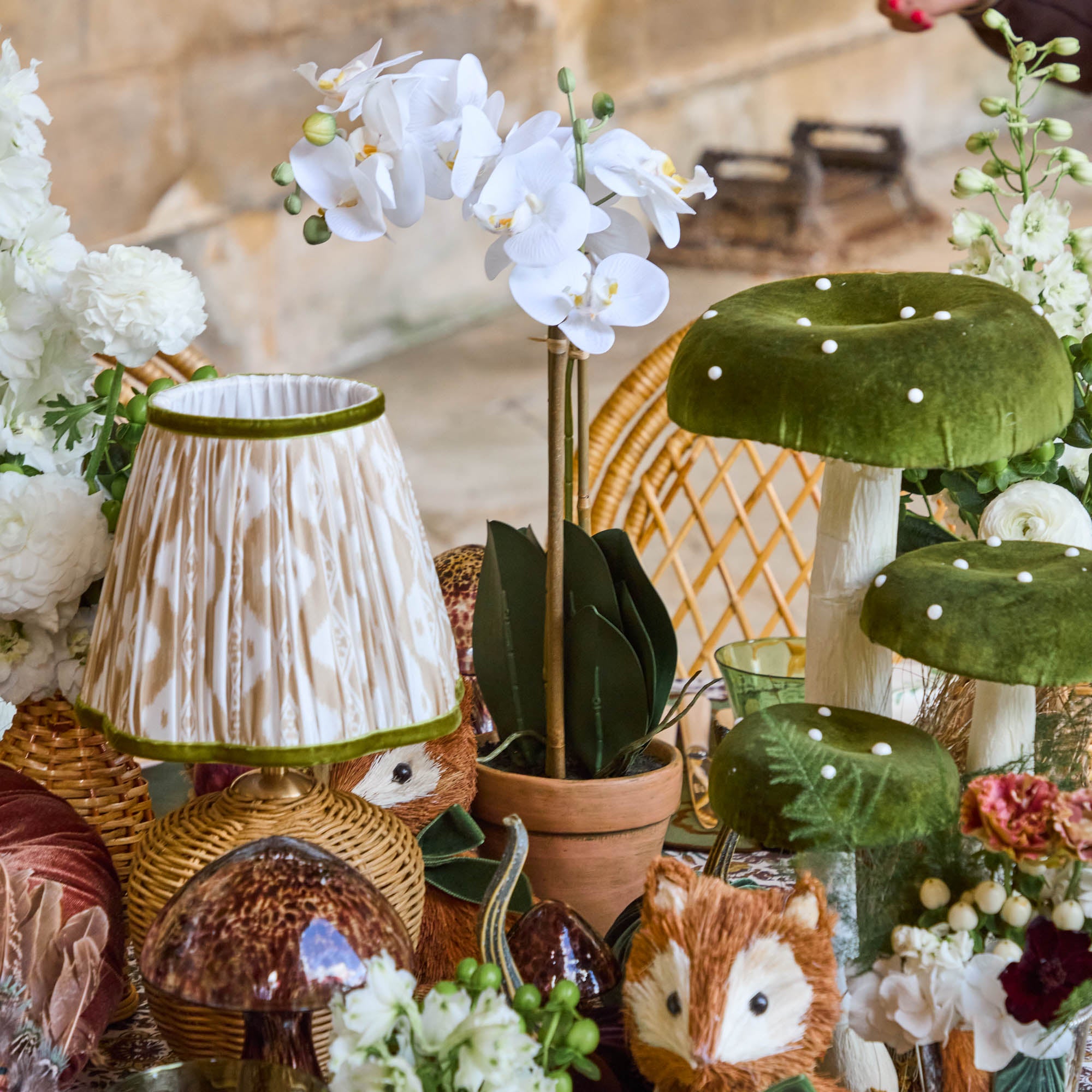 Double Stem Potted Faux Orchid