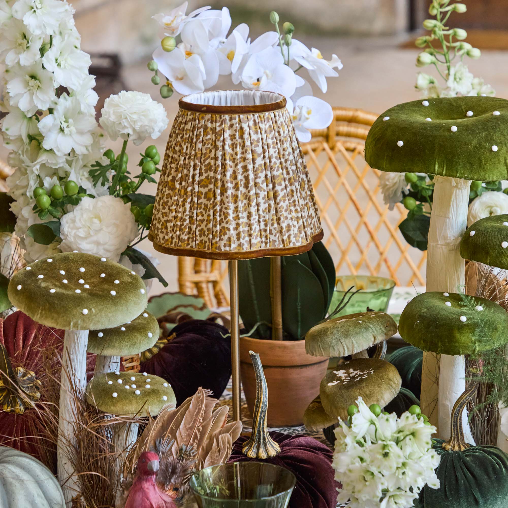 Tall Rechargeable Lamp with Natural Leopard Shade (18cm)