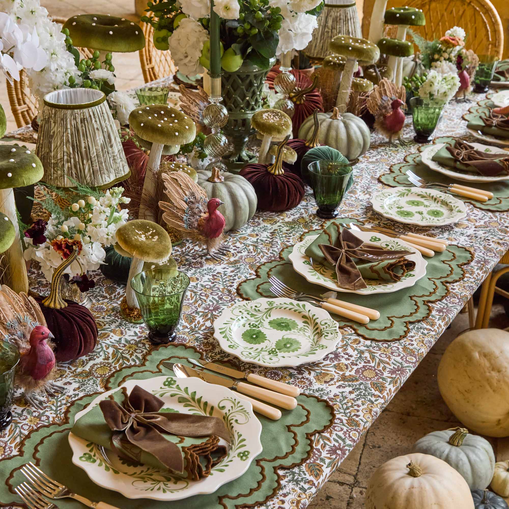 Tall Green Spotted Mushrooms (Set of 3)