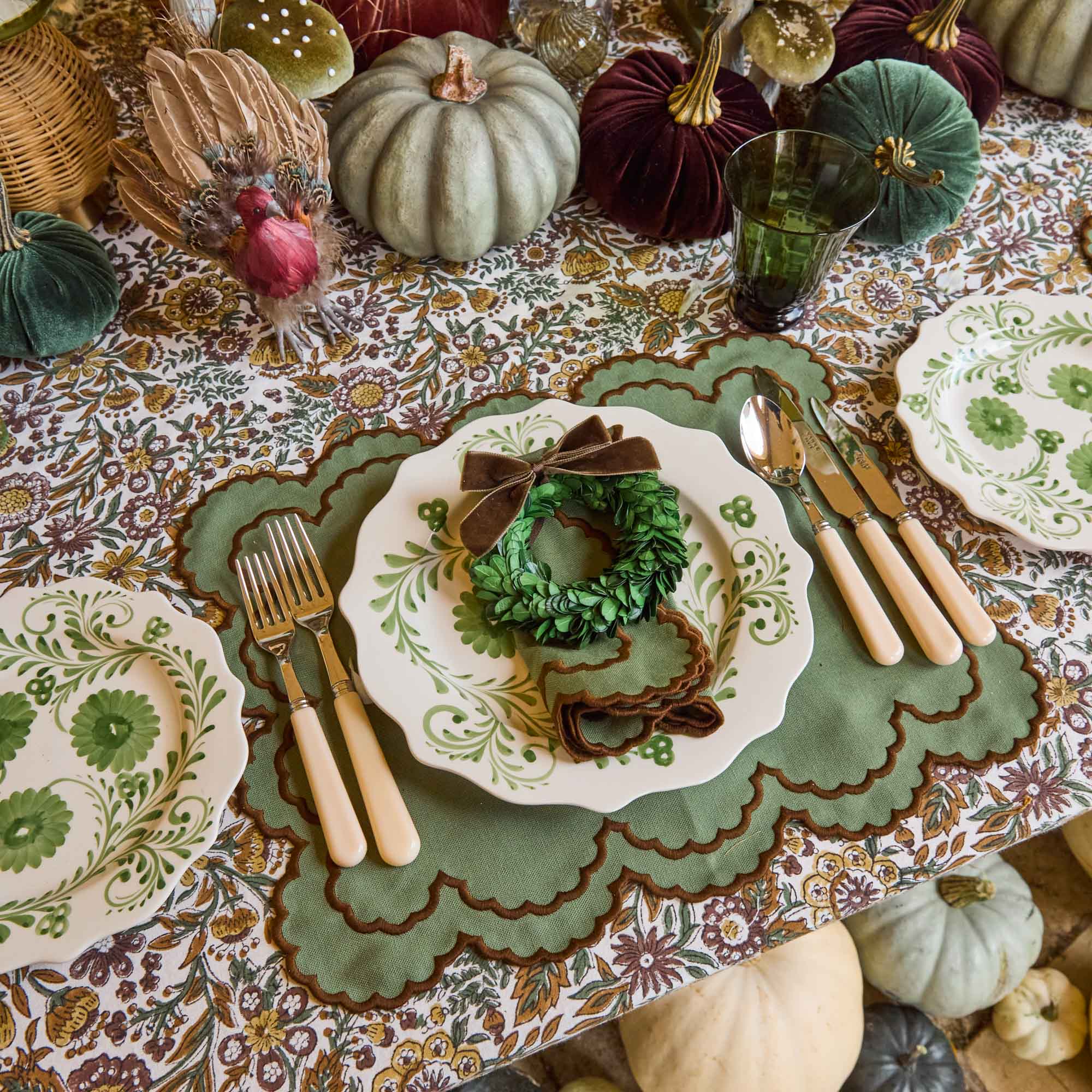 Boxwood Wreaths with Chocolate Velvet Bows (Set of 4)