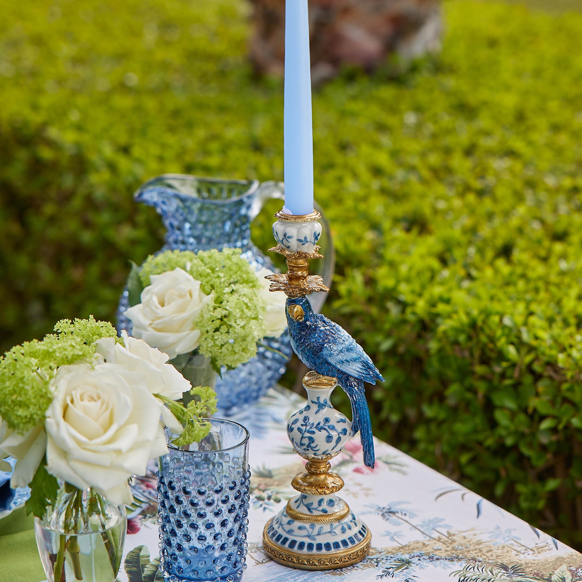 Small Blue Parrot Candle Holder (Pair)