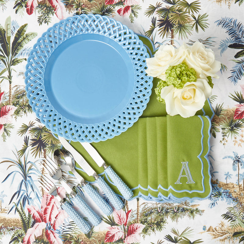Blue Basketweave Dinner Plate