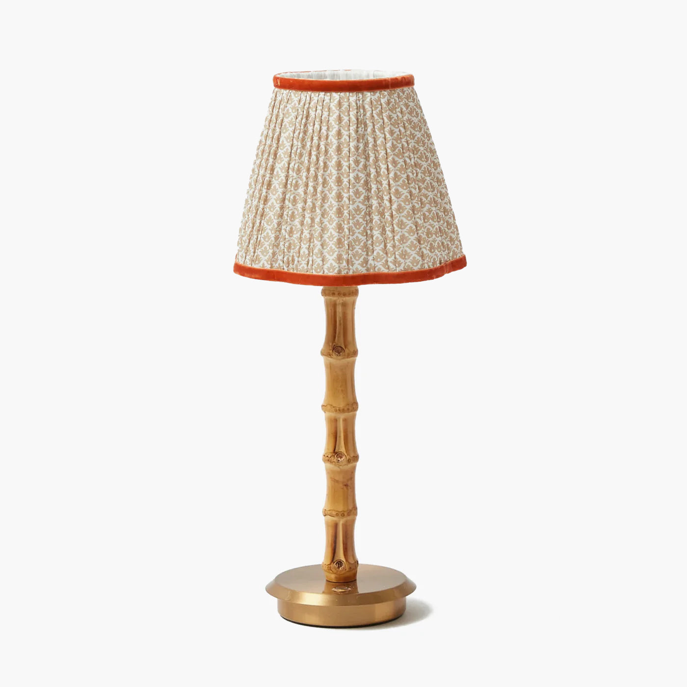 Rechargeable Bamboo Lamp with Putty & Orange Lotus Shade (18cm)