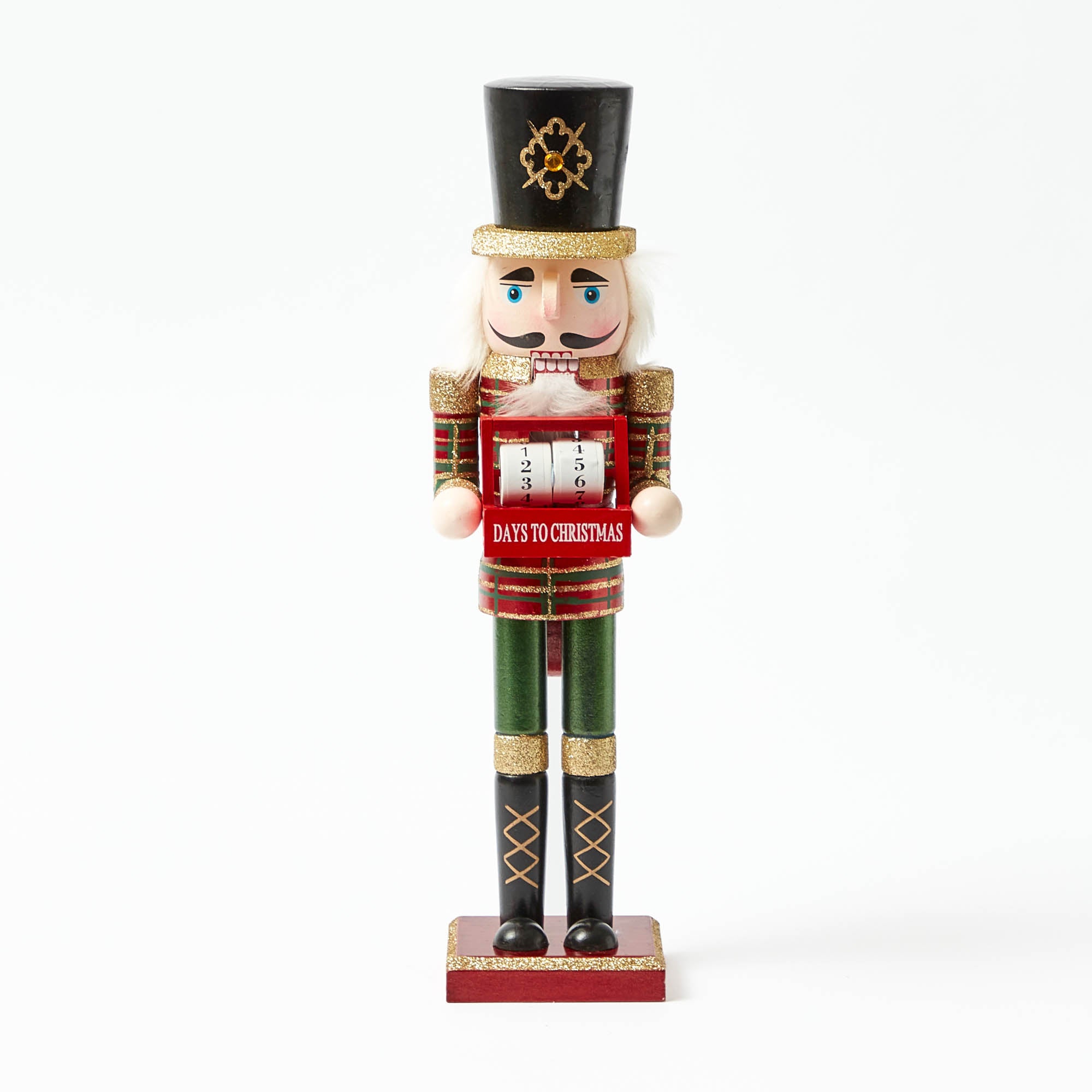 Red & Green Christmas Countdown Nutcracker