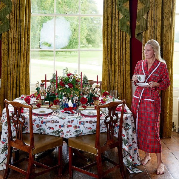 Wrap yourself in holiday luxury with a Red Tartan Frilled Dressing Gown, also customizable in our special Giftscape.