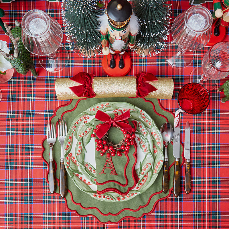 Dress up your table for the holidays with Katherine Green & Red Placemats & Napkins (Set of 4), adding a touch of seasonal splendor to your decor.