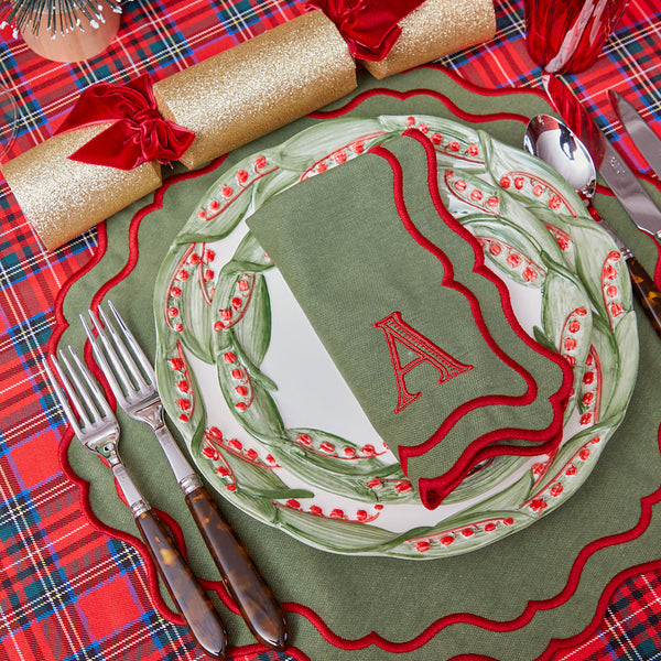 Set of 8 Red Berry Plates for a festive and elegant holiday table setting.