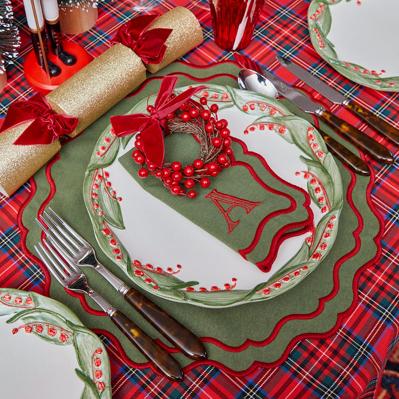 Embrace the holiday spirit with Katherine Green & Red Napkins (Set of 4) as a delightful touch.