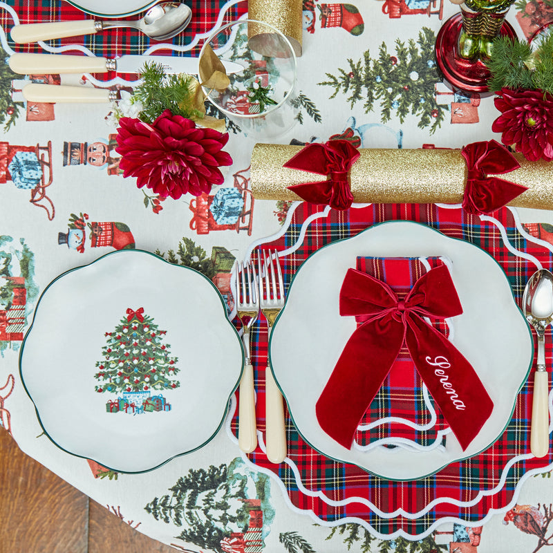 Enhance your holiday table decor with the timeless appeal of Katherine Tartan Placemats & Napkins.