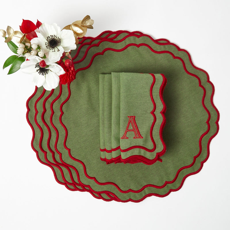 Katherine Green & Red Placemats & Napkins Set of 4 brings holiday cheer to your dining experience, offering a blend of style and seasonal charm.