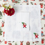 Elevate your Christmas table setting with the White Hand Embroidered Father Christmas Napkins - a delightful addition to create a festive and inviting holiday atmosphere.