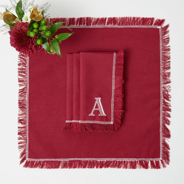 Red Berry Fringe Napkins (Set of 4): Add a festive touch to your dining table.
