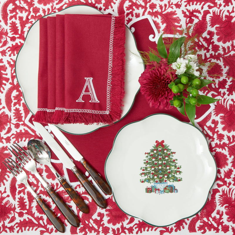 Transport your dining table to a world of opulence and grace with the Cranberry Pheasant Tablecloth, perfect for creating an inviting and refined atmosphere that captures the essence of classic design.