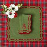 Create a merry and bright atmosphere with Katherine Green & Red Napkins (Set of 4).