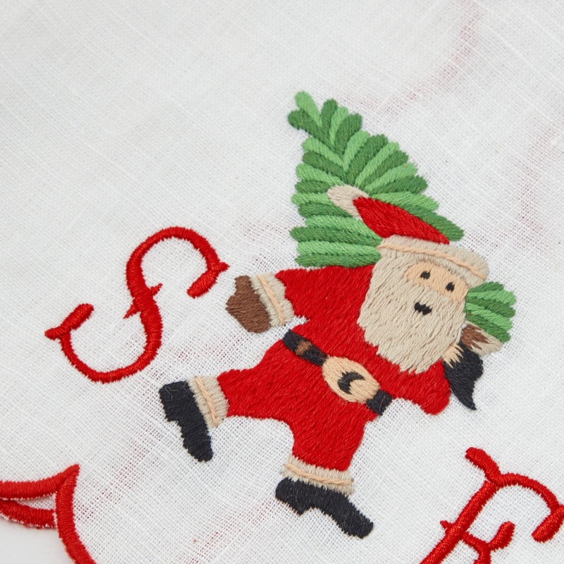 Add a pop of festive elegance to your Christmas celebrations with the Embroidered Father Christmas Linen Hand Towel - the ideal choice for creating a coordinated and inviting holiday atmosphere.
