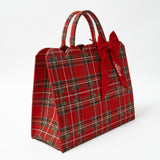 Make a statement with the Mrs. Alice Tote Bag (Red Tartan) featuring a personalized bow.