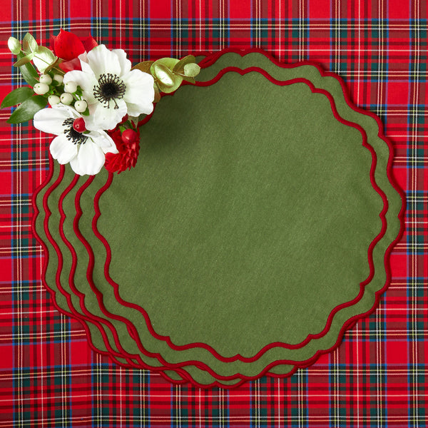 Transform your dining table into a festive wonderland with Katherine Green & Red Placemats (Set of 4).