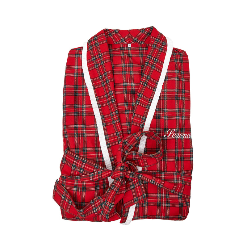 Add a touch of classic comfort to your relaxation with the Red Tartan Frilled Dressing Gown, perfect for creating a cozy and inviting atmosphere in your leisure moments.