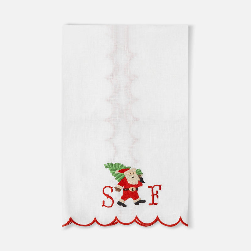 Illuminate your Christmas decor with the whimsical and enchanting Embroidered Father Christmas Linen Hand Towel, designed to bring the magic of the season to your holiday events.