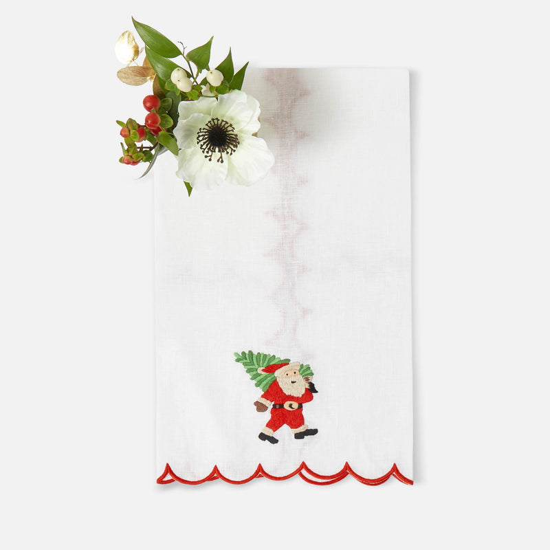 Make each Christmas celebration special with the Embroidered Father Christmas Linen Hand Towel - a delightful addition that adds a dash of Christmas spirit to your home.