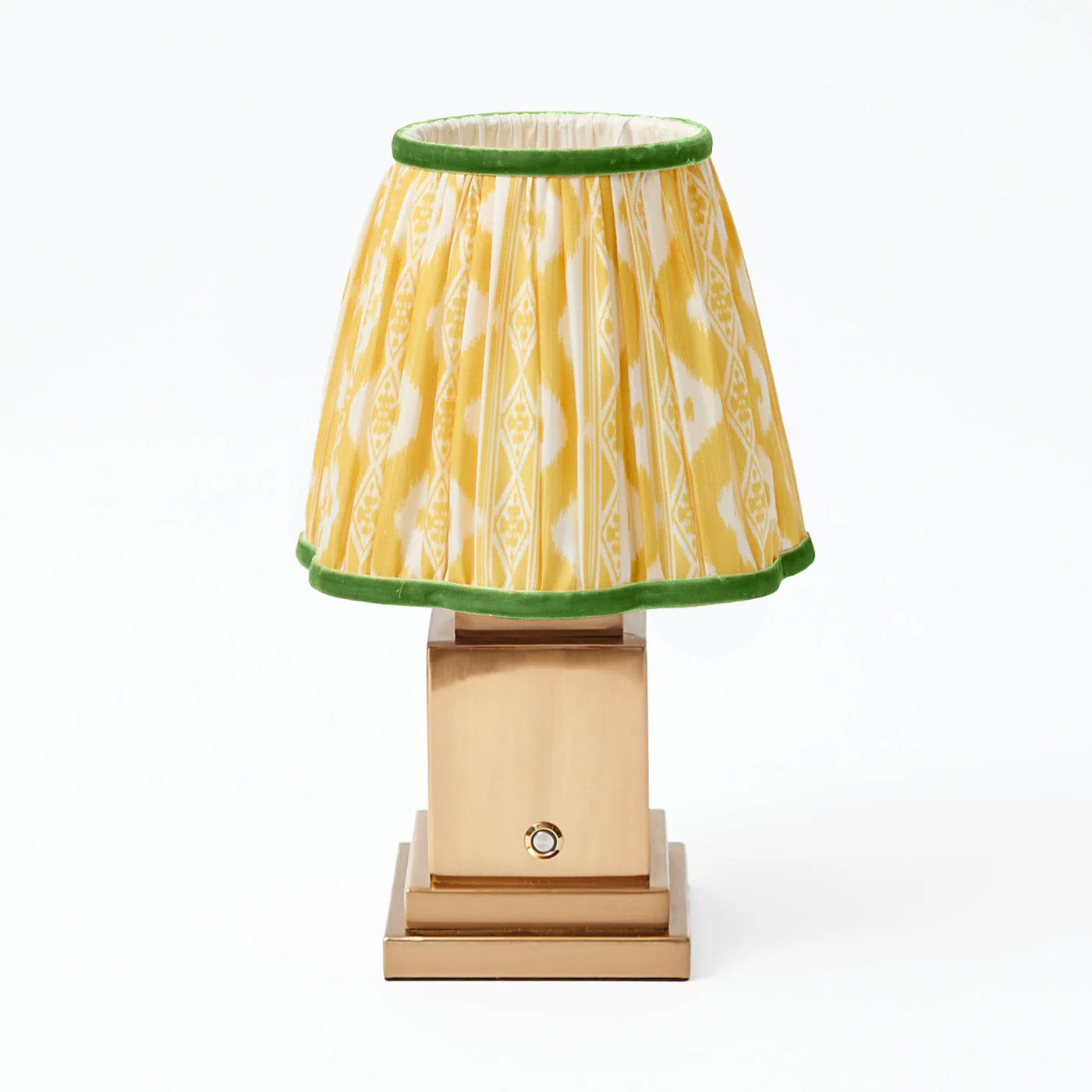 Rechargeable Lamp with Yellow & Green Ikat Shade (18cm)