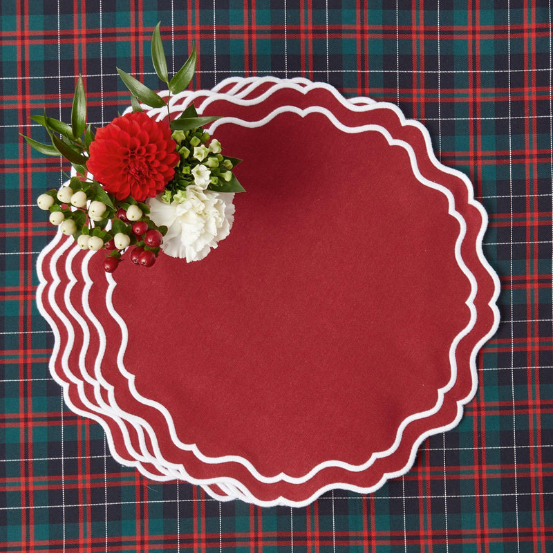 Elevate your holiday table setting with the Katherine Berry Red Placemats Set - a set of four that adds a touch of Christmas magic to your dining experience.