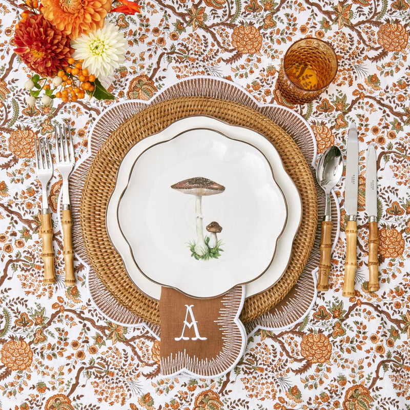 Rustic elegance: Autumn Leaves Tablecloth for dining.