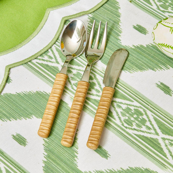 Light Brown Rattan Effect Childrens Cutlery (3 piece) - Mrs. Alice