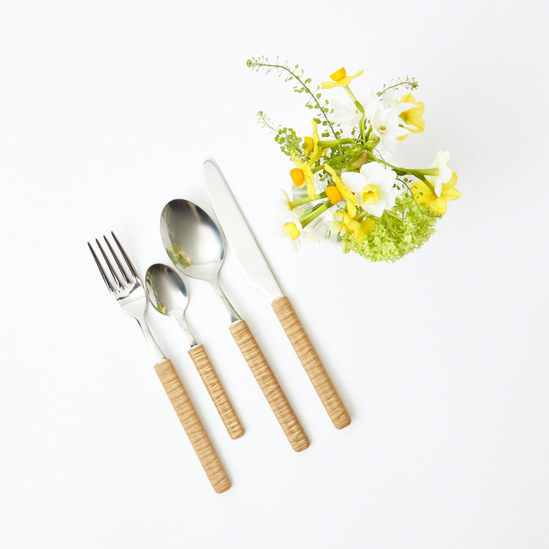 Light Brown Rattan Effect Cutlery (4pcs) - Mrs. Alice