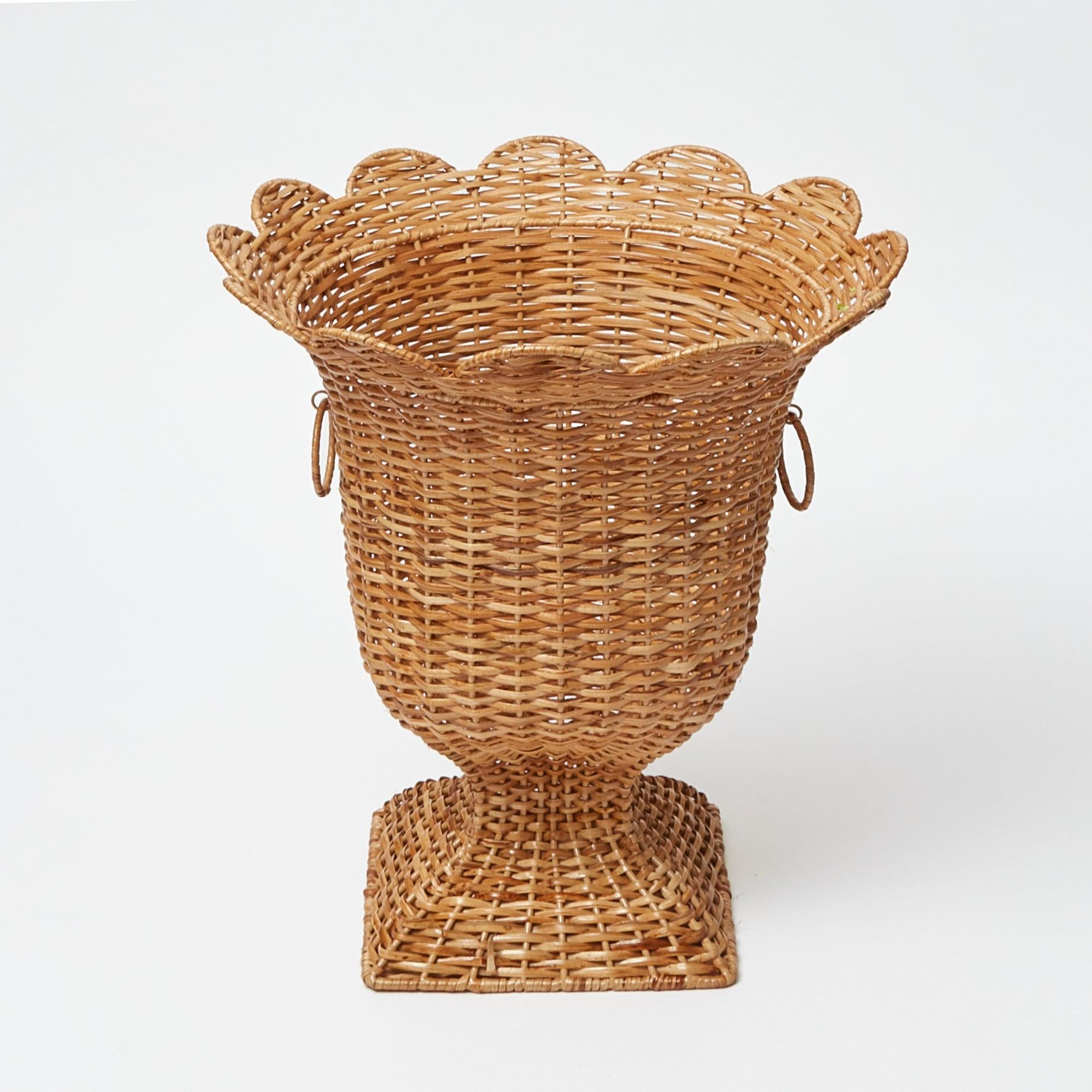 Liliana Scalloped Rattan Urn