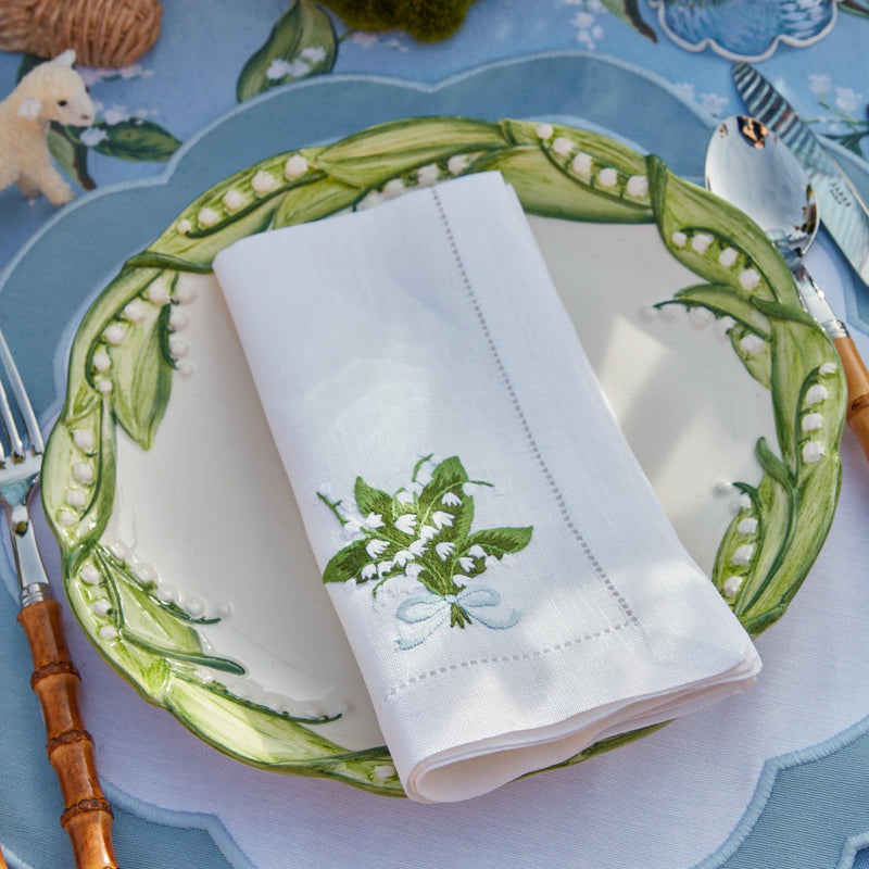 Lily of the Valley White Linen Napkins (Set of 4) - Mrs. Alice