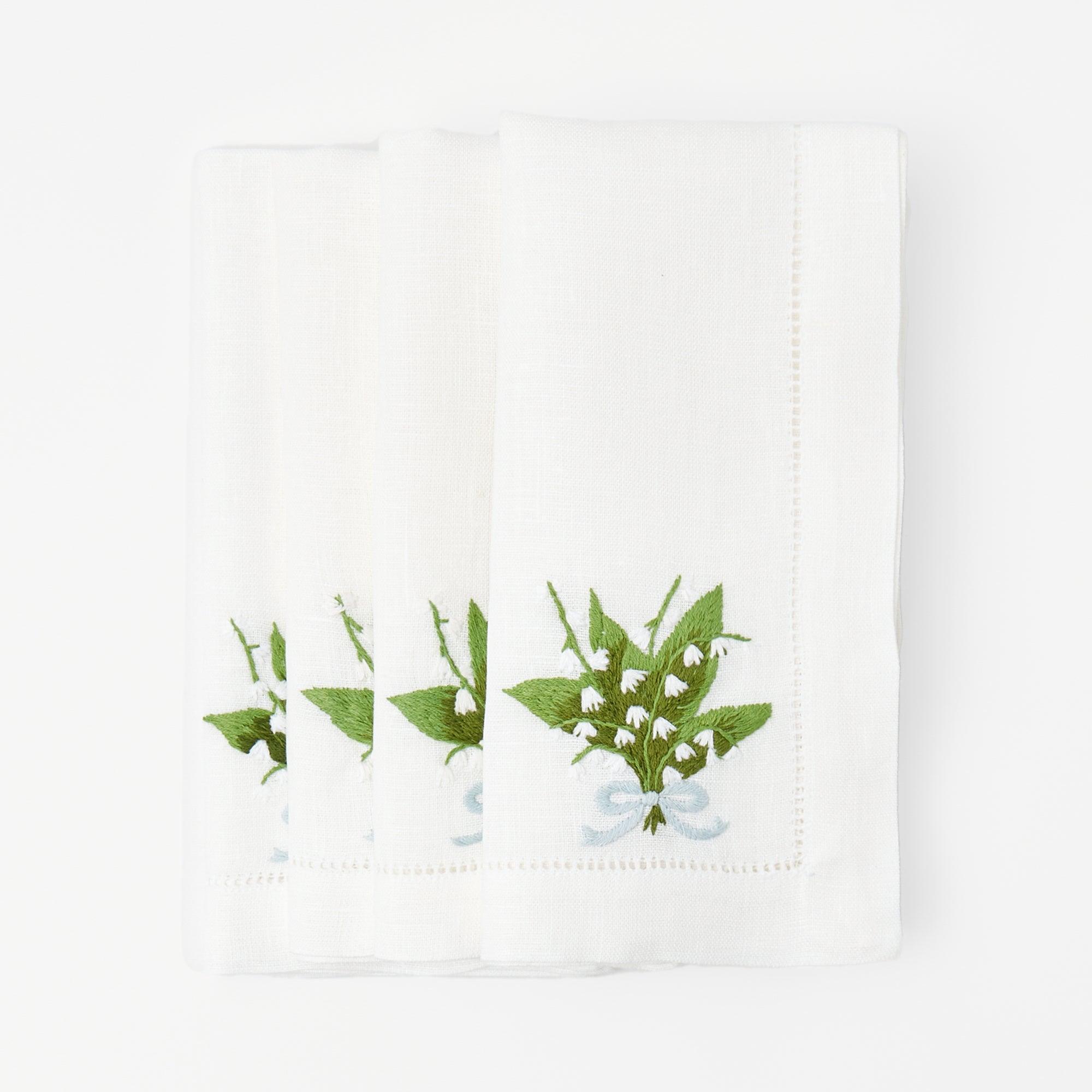 Lily of the Valley Monogrammed Linen Napkin - Bella Lino Linens