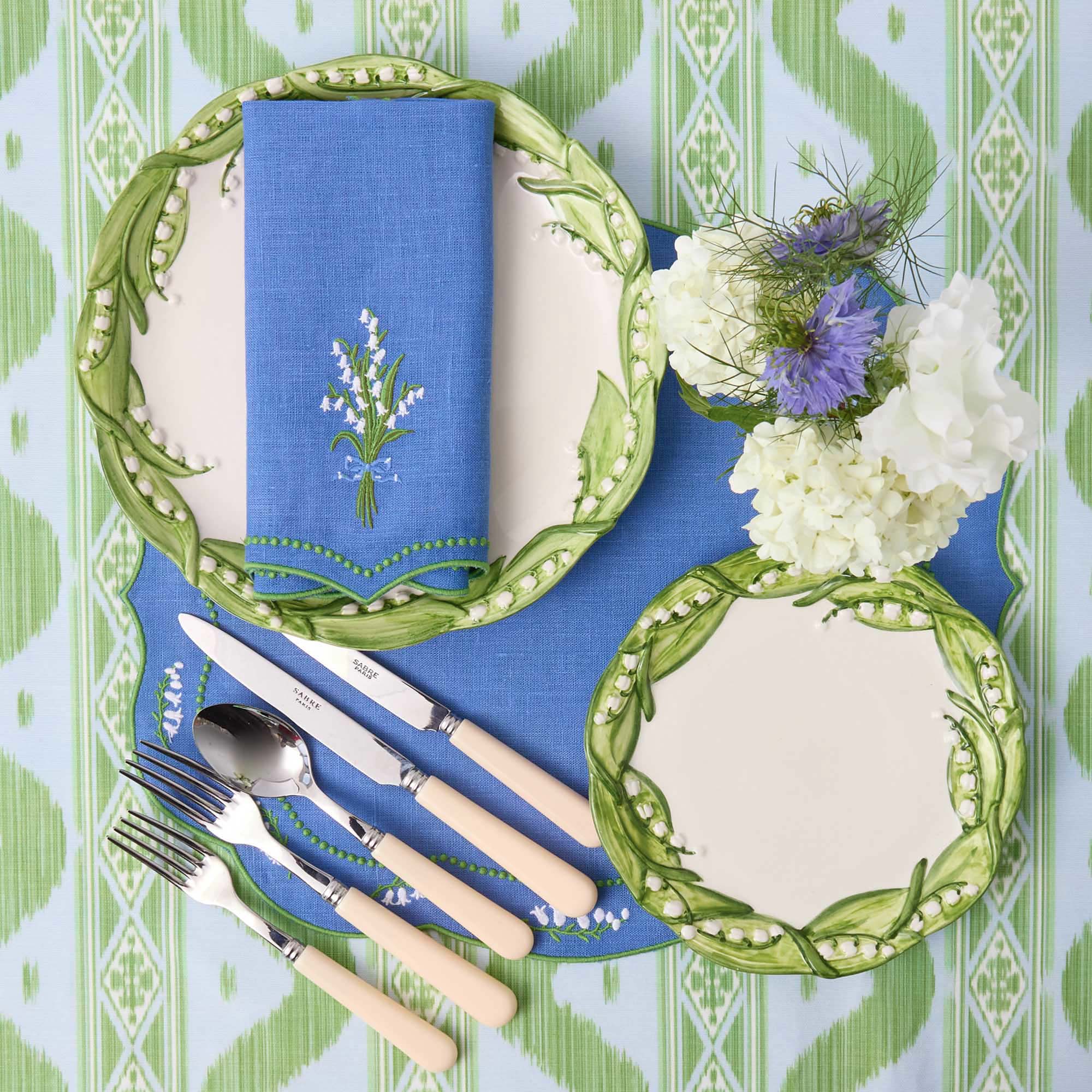 Blue Lily of the Valley Linen Napkins (Set of 4)