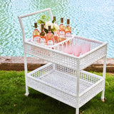 Lorenzo White Rattan Bar Cart - Mrs. Alice