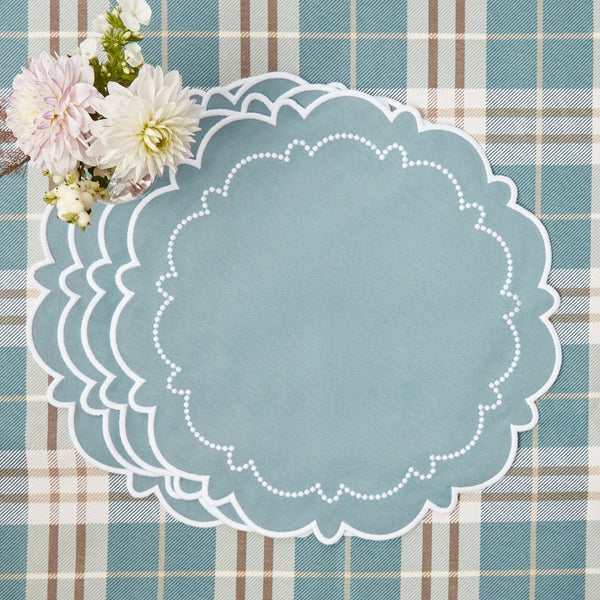 Set of four charming placemats in the Mariana Duck Egg style.