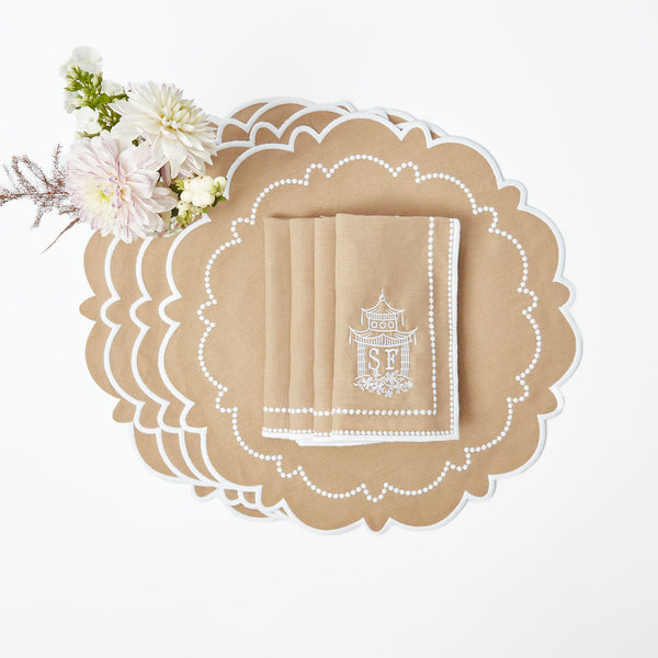 Mariana Sand-themed placemats and napkins, a coordinated set of 4 for table settings.