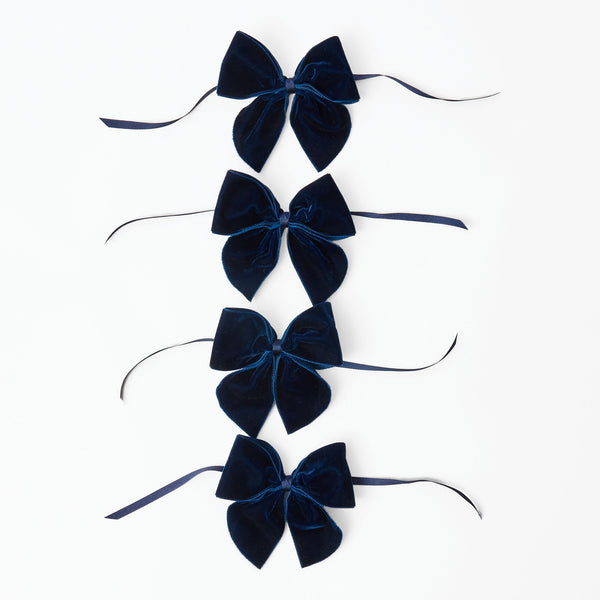 Midnight Blue Velvet Napkin Bows (Set of 4)