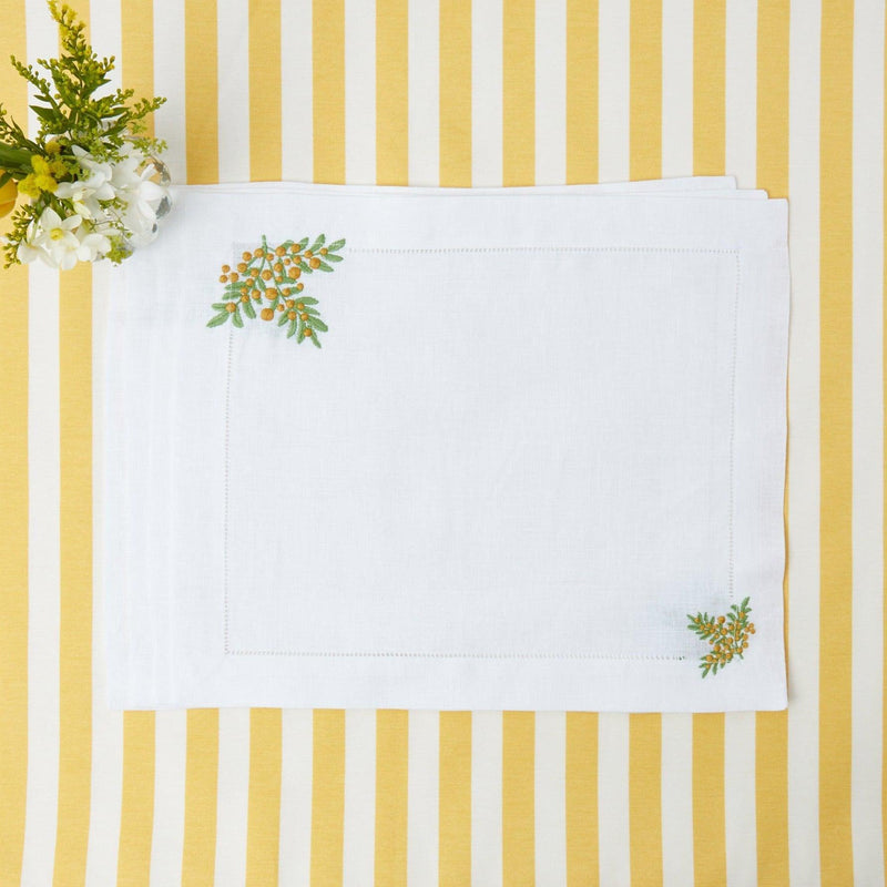Mimosa White Linen Placemats (Set of 4) - Mrs. Alice