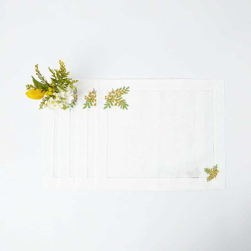 Mimosa White Linen Placemats (Set of 4) - Mrs. Alice