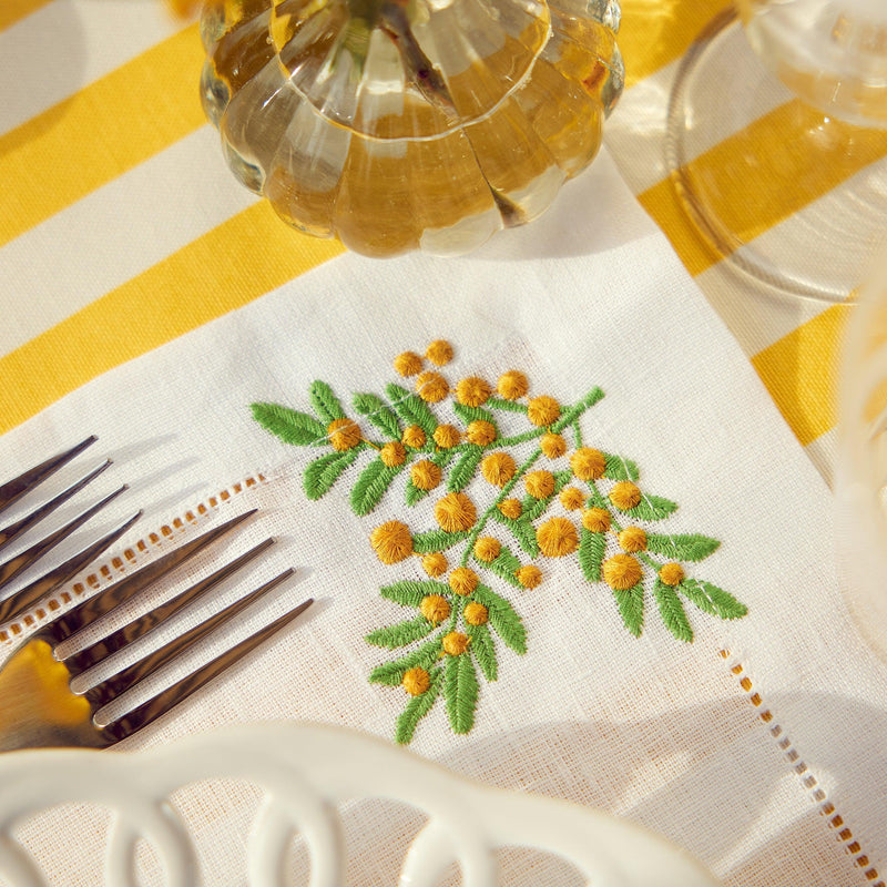 Mimosa White Linen Placemats (Set of 4) - Mrs. Alice
