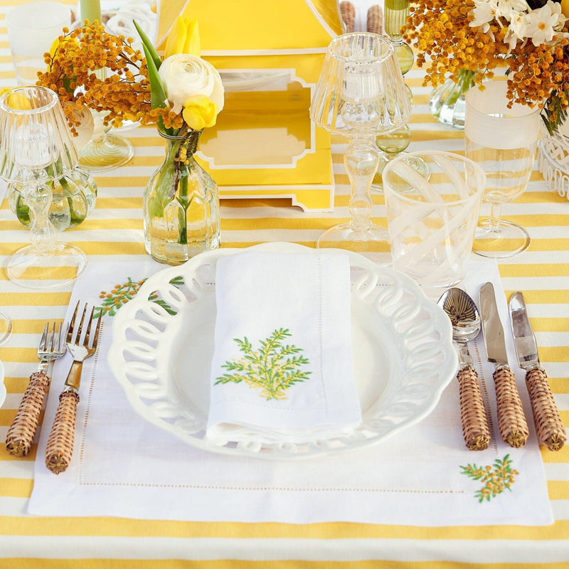 Mimosa White Linen Placemats (Set of 4) - Mrs. Alice