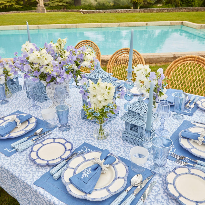 Mini Blue Rattan Pagoda Lanterns (Pair) - Mrs. Alice