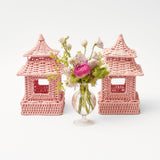 Mini Pink Rattan Pagoda Lanterns (Pair) - Mrs. Alice