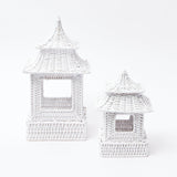 Mini White Rattan Pagoda Lanterns (Pair) - Mrs. Alice