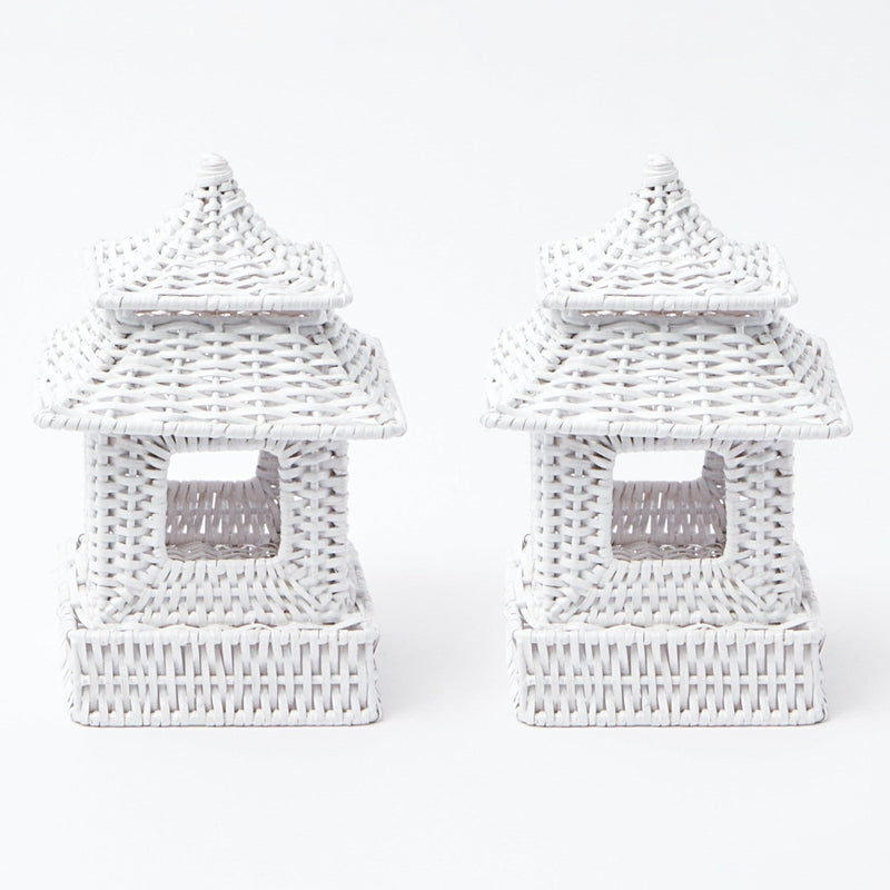 Mini White Rattan Pagoda Lanterns (Pair) - Mrs. Alice