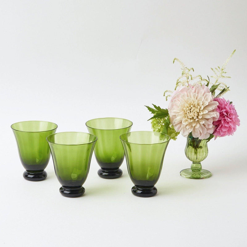 Elevate your dining experiences with our Moss Green Tulip Glasses Set - a symbol of organic and rustic grace, perfect for those who appreciate the beauty of nature and style.