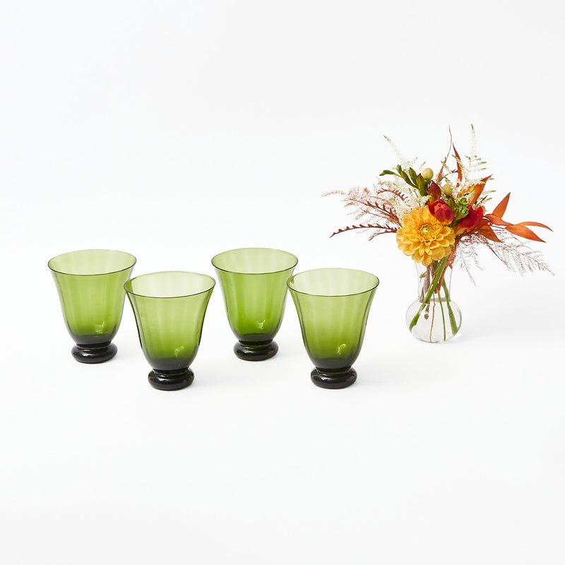 Elevate your drinking experience with our Set of 4 Moss Green Tulip Glasses - a simple yet stylish statement of glassware sophistication.
